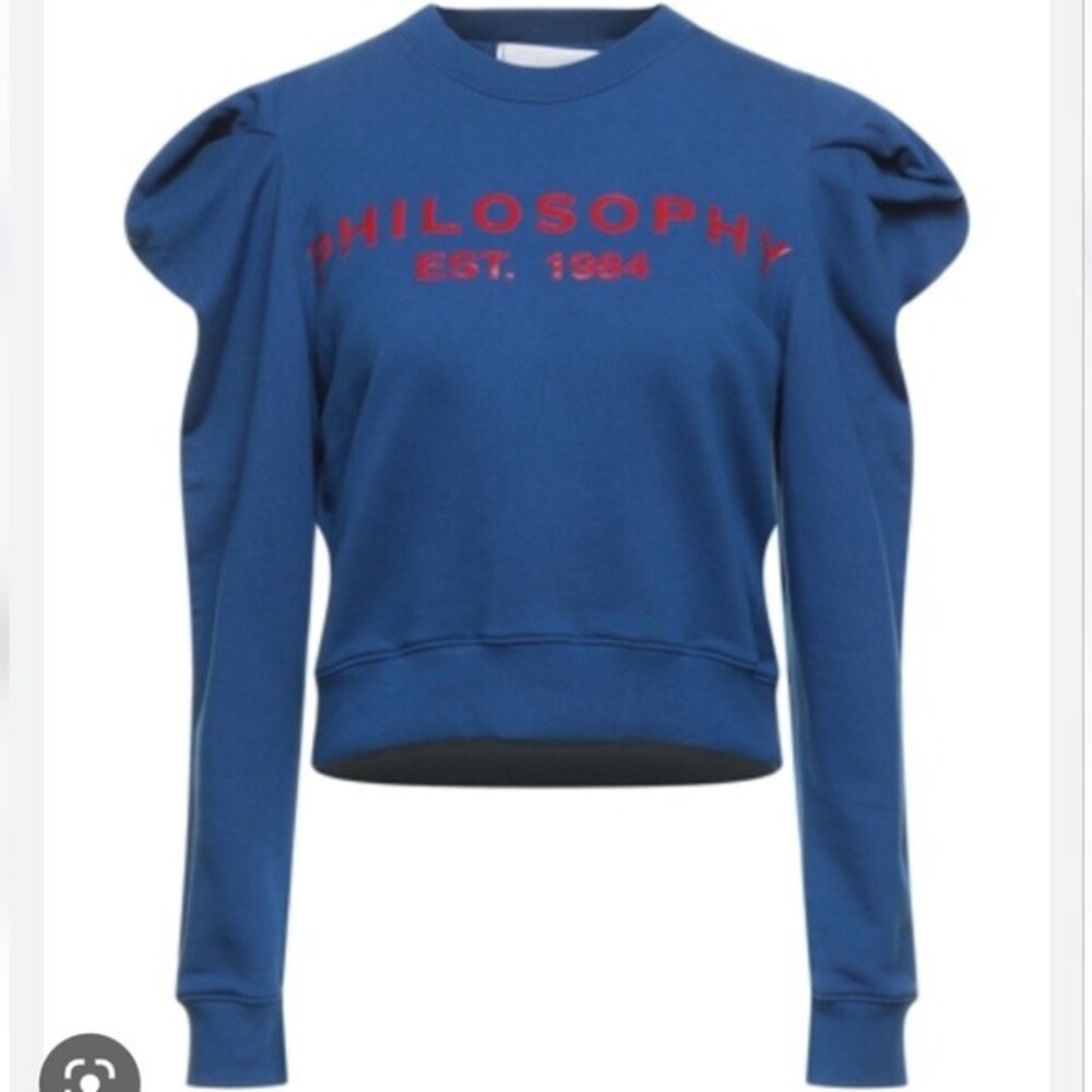 Philosophy di Lorenzo Serafini Blue Sweatshirt with Red Lettering